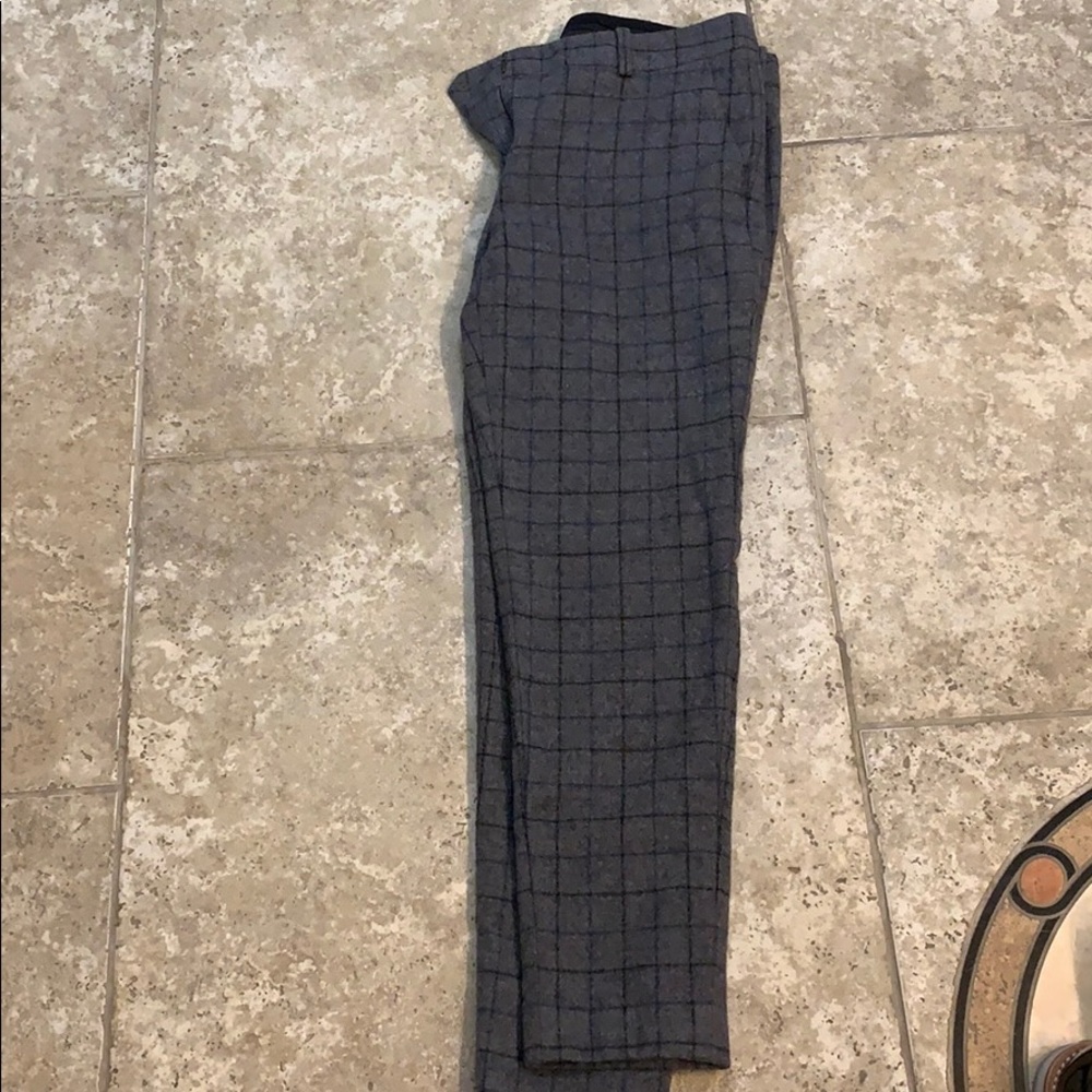 Theory Plaid Grey Blue Pants